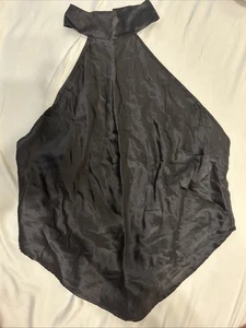 Vintage Y2K 00s Victorias Secret Black Silk Backless High Neck Handkerchief Top - Picture 1 of 6