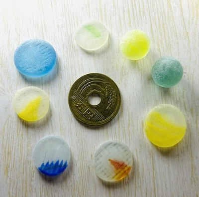 cristal de mar OHAJIKI y pequeño mármol surf caído de Japón piezas de juego Foto 1 de 4