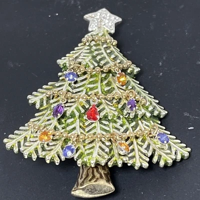 Большая брошь на булавке РОЖДЕСТВЕНСКАЯ ЕЛКА висячая гирлянда стразы 2008 Avon 5-й ежегодный выпуск - Изображение 1 из 4