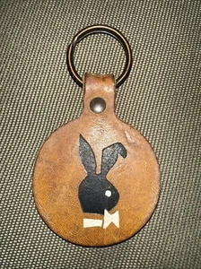 Vintage PLAYBOY BUNNY KEYCHAIN Brown Leather. - Picture 1 of 2