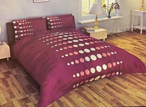 Super King Size Complete Set Mulberry Spots Circles Peach White 100% Polyester - Picture 1 of 2