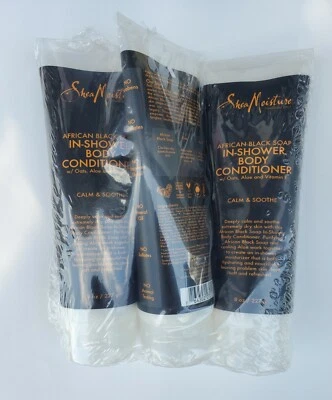 SHEA ВЛАГИ АФРИКАНСКИЙ ЧЕРНЫЙ МЫЛО В ДУШ ТЕЛА КОНДИЦИОНЕР 8 УНЦИЙ (3 упаковки)  - Изображение 1 из 4