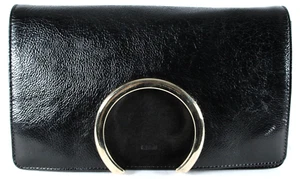 CHLOE Black Patent Leather & Suede GABRIELLE Pochette Clutch Bag - Picture 1 of 14
