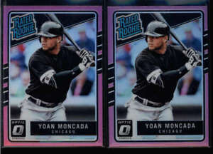 LOT OF (2) YOAN MONCADA 2017 DONRUSS OPTIC #31 RATED ROOKIE PINK PRIZM FC6288