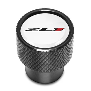Chevrolet Camaro ZL1 Logo in White on Black Aluminum Tire Valve Stem Caps - Picture 1 of 5