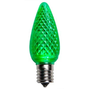 25 C9 Green LED Faceted Christmas Light Bulbs Green LED Bulb Dimmable - Picture 1 of 1
