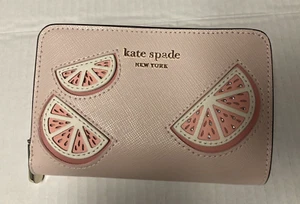 New Grapefruit Bifold Wallet Kate Spade Pink Pale Dogwood - Picture 1 of 9