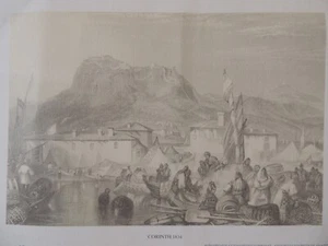 Greek print painting poster Corinth 1834 J. Turner - Picture 1 of 10