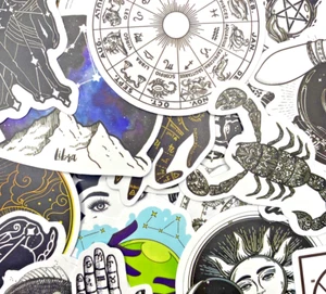50pc Random Astrology and Zodiac Signs and Emblems Notebook Laptop Sticker Pack - Picture 1 of 5