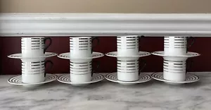 VTG 16-piece Wedgwood Bone China Demitasse Cups (8) & Saucers (8), Silver Stripe - Picture 1 of 11