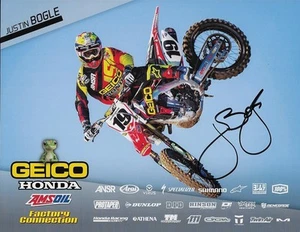 *JUSTIN BOGLE*SIGNED*AUTOGRAPHED*PHOTO*CARD*GEICO*HONDA*SUPERCROSS*PROOF*COA - Picture 1 of 3