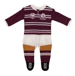 MANLY SEA EAGLES NRL LOGO LONG SLEEVE FULL FOOTY SUIT FOOTYSUIT BABY TODDLER - Foto 1 di 2
