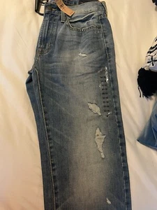 NEW American Eagle Jeans Mens 30x36 Original Straight Denim Pants Distressed - Picture 1 of 5