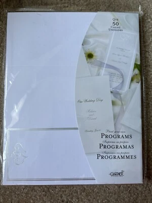 Corazones de platino sobre papel blanco triple pliegue programas de boda 50ct Gartner (61301) NUEVO Foto 1 de 2