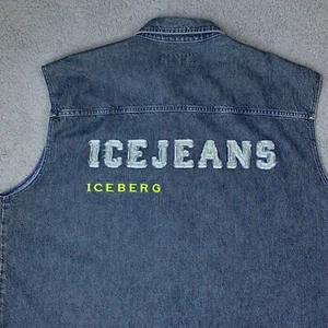 DE COLECCIÓN Iceberg Jeans Denim Chaleco Denim Para Hombre 4XL Hecho en Italia Cremallera Completa Nuevo Stock Antiguo - Imagen 1 de 21