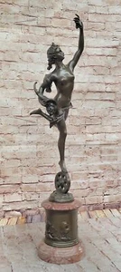 Statua in bronzo di Baccante con Uva e Cornucopia su base in marmo - Foto 1 di 10