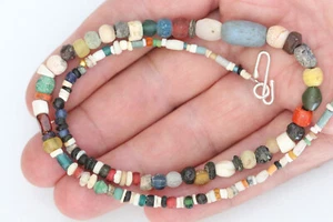 Excavated Ancient Beads Necklace With Faience, Roman, Gandhara & Tibetan Beads - Picture 1 of 3