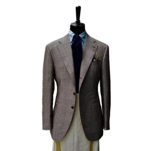 Herrenanzug Brauner Karierter Blazer Jackett Smoking Sakko Business Slim Custom - Bild 1 von 30