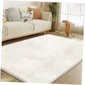 Ultra Soft Area Rug Cosy Fuzzy Faux Fur Area Rug,Indoor Modern 8x10 Feet Beige - Picture 1 of 8