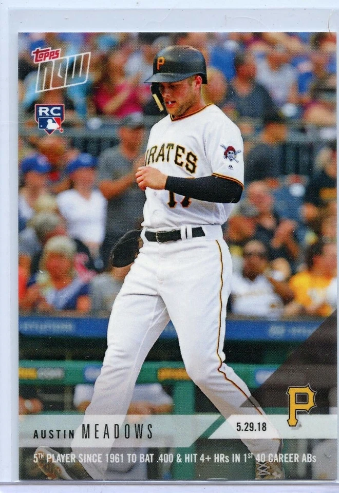 2018 TOPPS NOW #261 AUSTIN MEADOWS 5TH SINCE 1961 TO BAT .400 & 4 HRs IN 40 AB - Image 1 of 2
