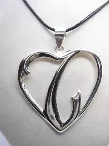 Pendente CUORE con INIZIALE " T " in ARGENTO 925 - Ciondolo con girocollo - - Bild 1 von 7