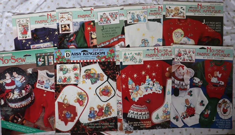 Винтажный Рождественский Daisy королевство железа на ткани аппликация Санта ангелы медведи + вы выбираете - Изображение 1 из 1