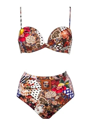Conjunto de bikini fiesta ecléctica MARYAN MEHLHORN. Top de bikini 38B, talla 10.  Foto 1 de 4