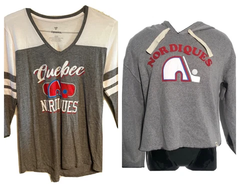 Lot of 2 Fanatics NHL Quebec Nordiques Long Sleeve & Hoodie Sz M Women SS2294 Cover