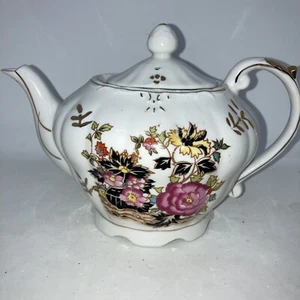 Vintage Floral Musical Teekanne mit Goldrand Spieluhr spielt "Tea for Two" Japan - Bild 1 von 9