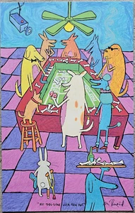 MATT RINARD MY DOG-GONE LUCK RAN OUT craps HAND SIGNED COMICAL dog LITHOGRAPH - Picture 1 of 6