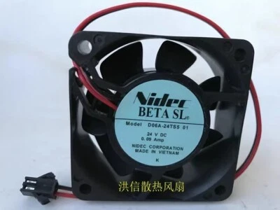 Nidec 6025 D06A-24TS5 01 DC24V 0.09A 60*25MM 2-Pin Inverter Cooling Fan - Image 1 of 4
