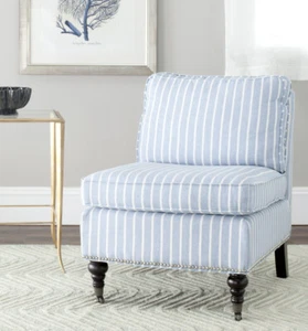 SAFAVIEH Randy Slipper Chair | Blue / White | - Picture 1 of 6
