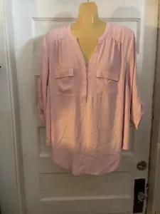 CAMICETTA A TUNICA ROSA NUOVA CON ETICHETTE TORRID HARPER PIN TUCK MANICA A 3/4 TAGLIA 14-16 1X - Foto 1 di 7