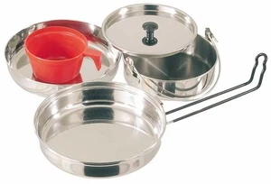 Stainless Steel 5 Piece Mess Kit  Scout Cadet Campfire Camping Cook Set Hiking - Foto 1 di 8