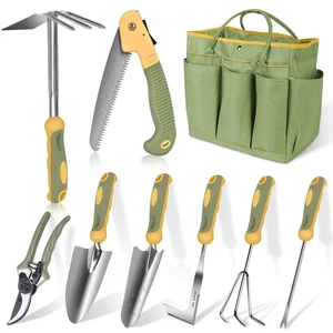 Garden Tool Set, 9 Piece Stainless Steel Heavy Duty Gardening Hand Tools with... - Bild 1 von 8