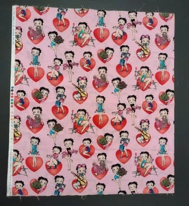 NEW Betty Boop Cotton Fabric 2/3 Yard Valentine Hearts Be Mine - Picture 1 of 3