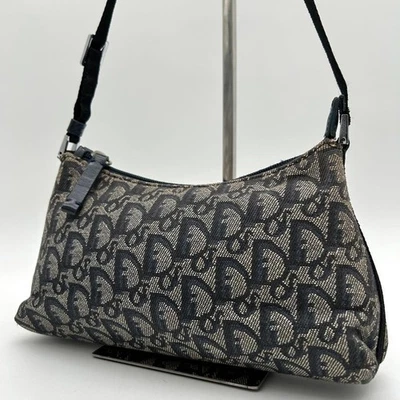Christian Dior Trotter Accessories Pouch Shoulder Bag Navy Canvas - Image 1 of 4