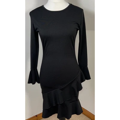 Lovi Swim Shift Dress Size 8 Black Stretch Long Sleeved Layered Skirt Drop Waist - Image 1 of 4