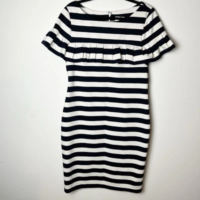 ELIZA J RUFFAL STRIPE SHEATH BLACK/IVORT DRESS sz  16 - Image 1 of 4