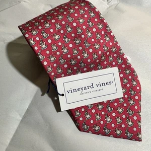 Corbata de seda con estampado gráfico rojo frambuesa 57"x3,5" nueva con etiquetas Vineyard Vines para hombre - Imagen 1 de 7