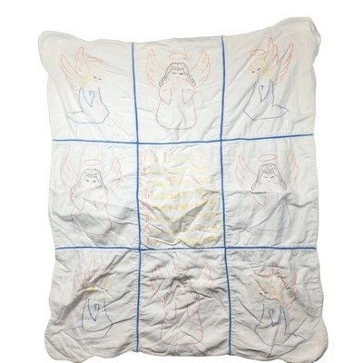 Manta bebé vintage ángeles ahora me pongo oración inacabada LEER Foto 1 de 4