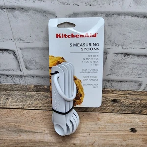 KitchenAid Measuring Spoon Set Easy Read Measurements Soft Grip White KQ057OHWHA - Picture 1 of 3