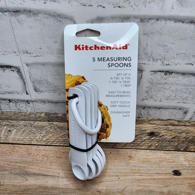KitchenAid Measuring Spoon Set Easy Read Measurements Soft Grip White KQ057OHWHA - Image 1 of 3