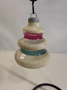 Vintage Shiny Brite Glas Ornament Glimmer Unversilbert Atom UFO Tornado Weihnachten - Bild 1 von 4