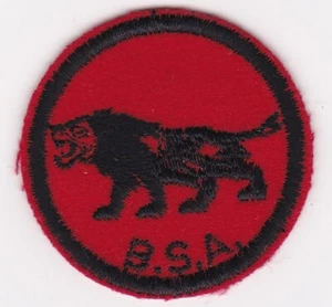 BSA LION PATROL MEDALLION S-4 ROUND FELT BLACK/WHITE THREADS 1939-52 - Picture 1 of 2
