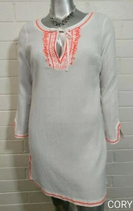 Mujer ANTIGUA BLUSA AZUL MARINO TOP TÚNICA Talla M Cerradura Cuello Atado Boho 100% Algodón - Imagen 1 de 12