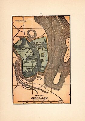 1915 Ancient Jerusalem Map Atlas Map of Jerusalem Wall Decor 1135 - Image 1 of 2