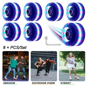 Glow Light Up Roller Skate Wheels , LED Core Outdoor Wheels , 32*58mm 8PCS - Picture 1 of 27