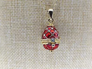 PENDENTIF OEUF STYLE FABERGE ROUGE - Picture 1 of 4