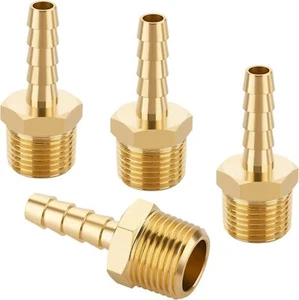 4pcs 1/4" Hose Barb To 3/8 Npt Male Brass Quick Coupler Air M Type Fitting Quick - Picture 1 of 3